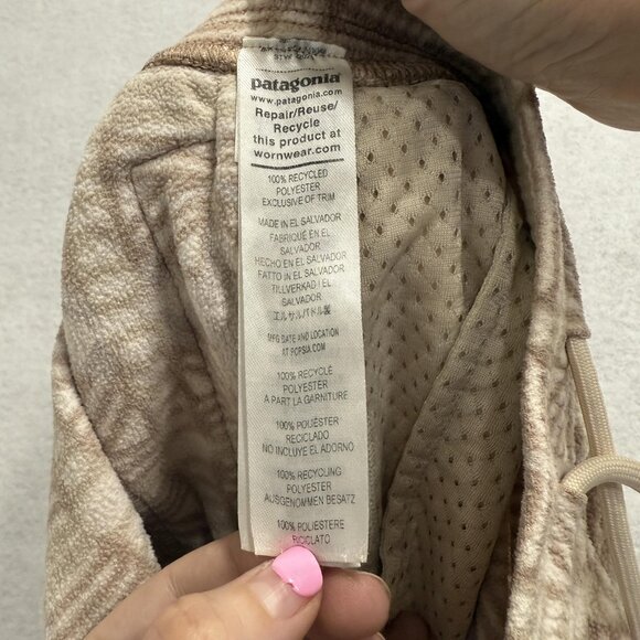 Patagonia Pants Womens Large Tan Fleece Patterned Drawstring Jogger Pockets FA23 - Picture 10 of 13